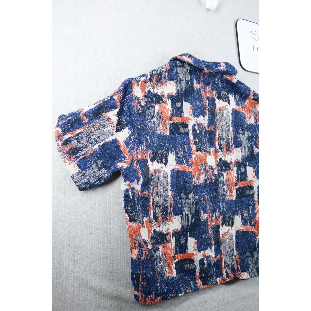 Fashion Nova Men Shirt Mens XL Blue Hayward Tapestry Short Sleeve Abstract New